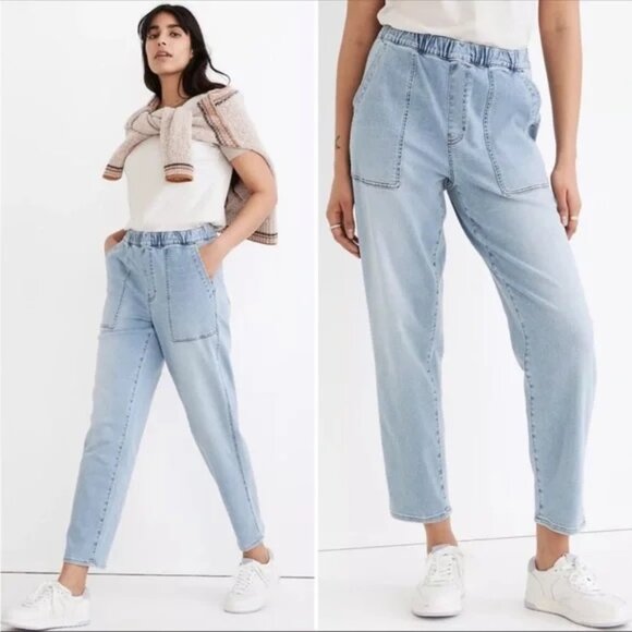 Madewell Pull On Relaxed Jeans In Bellview Wash Size XL - Picture 2 of 10